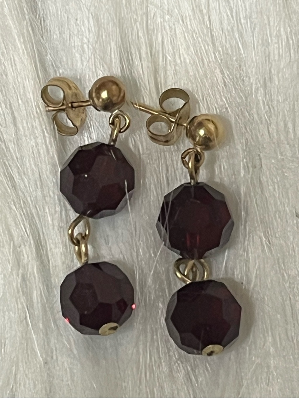 14K GF Garnet Bead Earrings
